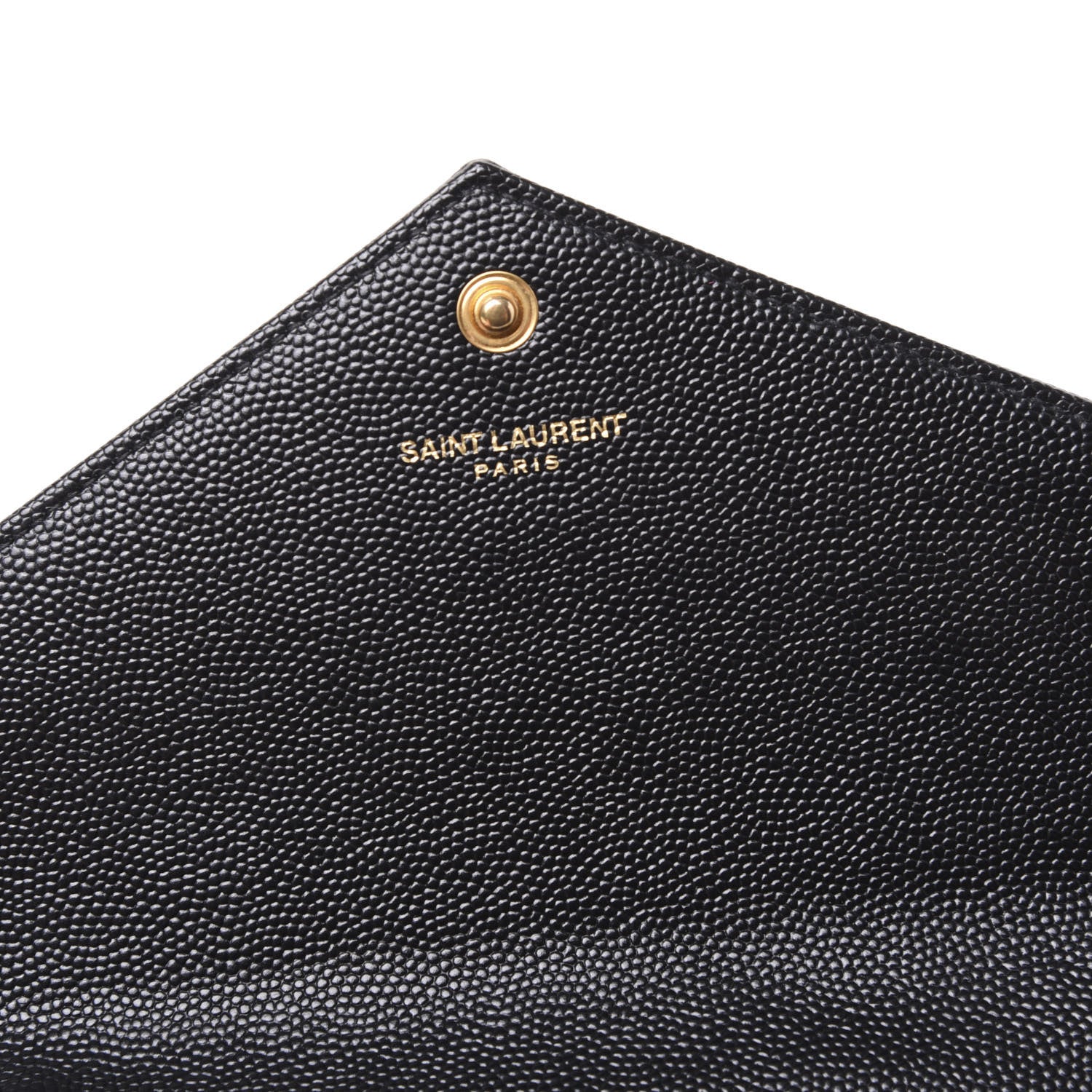 Saint Laurent Grain De Poudre Matelasse Chevron Monogram Envelope Chain Wallet Black 7 of 9