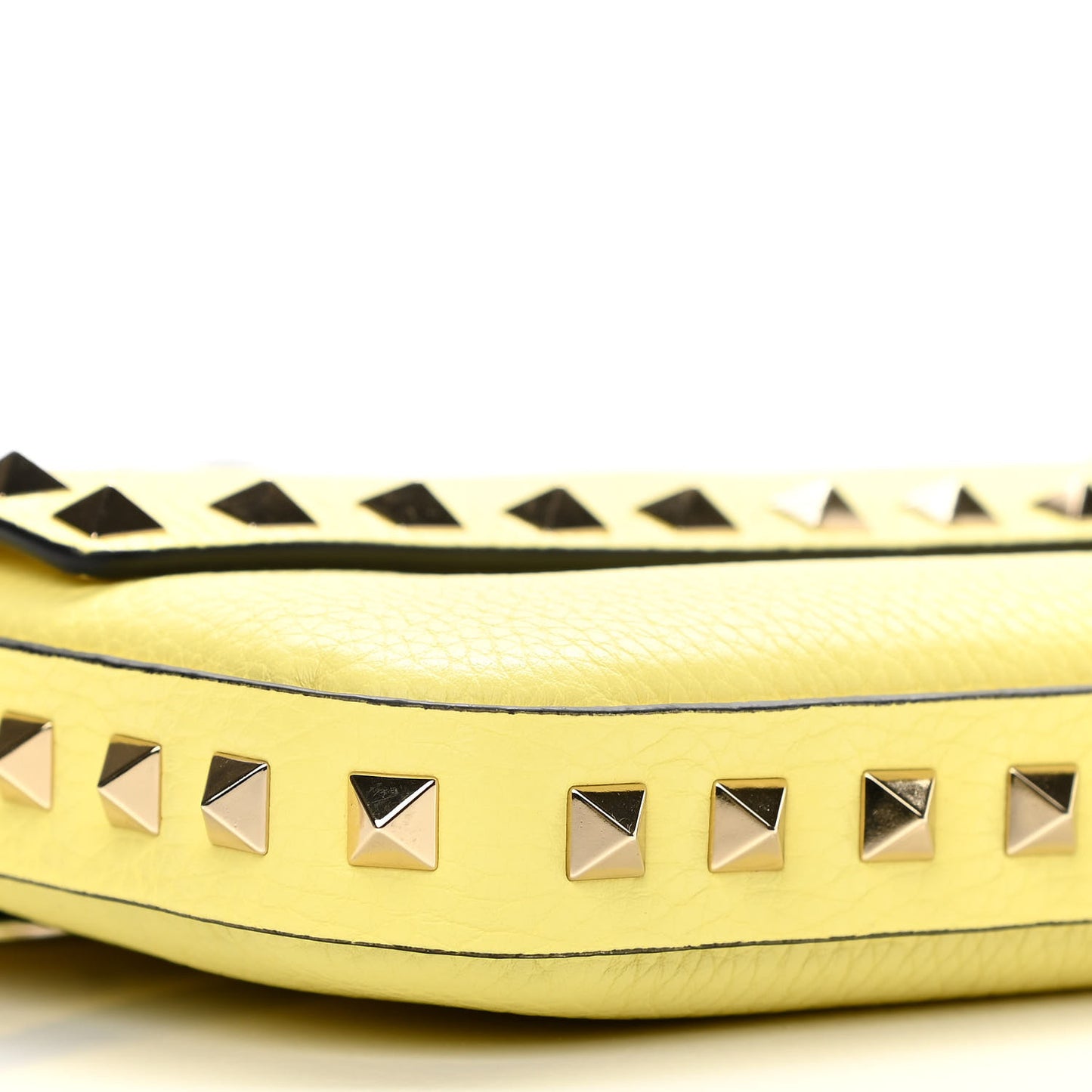Grainy Calfskin Rockstud Crossbody Pouch Lime Sorbet