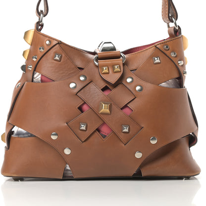 Prada Vitello Studded Cross Shoulder Bag Nocciolo 8 of 15