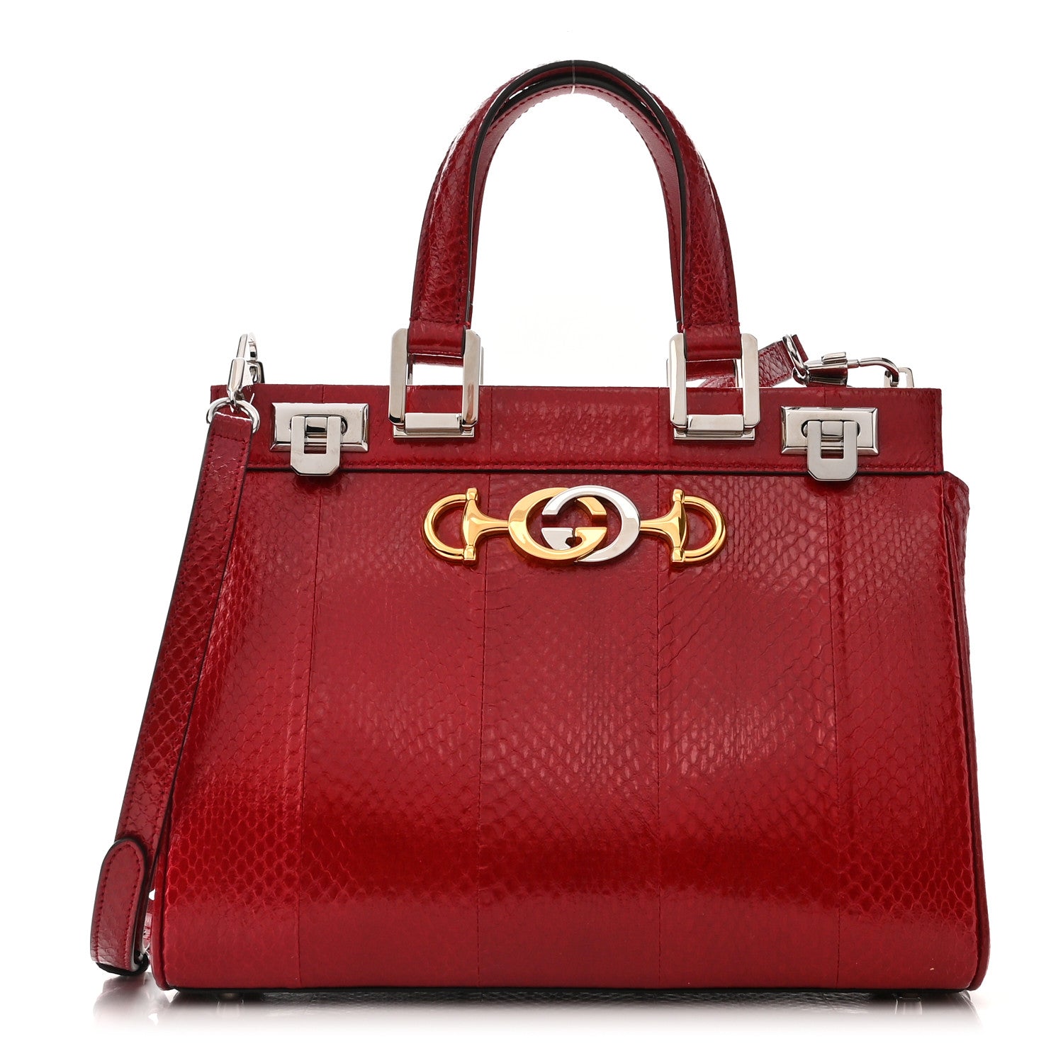 Gucci Snakeskin Small Zumi Top Handle Bag Romantic Cerise 1 of 11