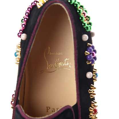 Christian Louboutin Veau Velours Beaded Candy Boat Flats 36 Black 6 of 8