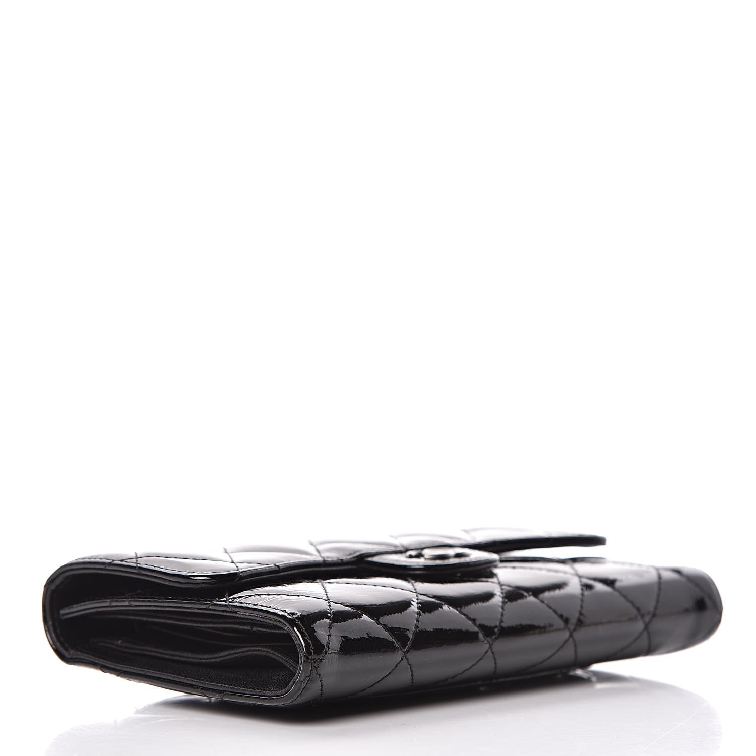 Chanel Patent Quilted Large Flap Wallet Black 4 of 13