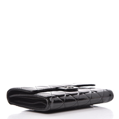 Chanel Patent Quilted Large Flap Wallet Black 4 of 13