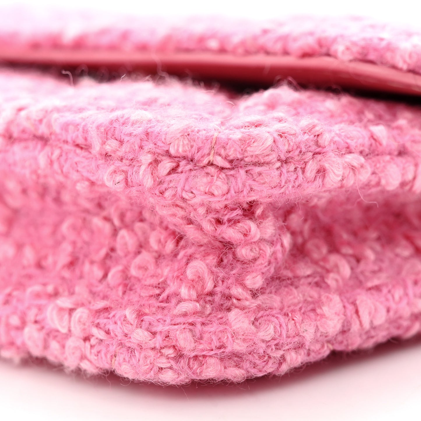 Tweed Quilted Flap Chain Waist Bag Pink