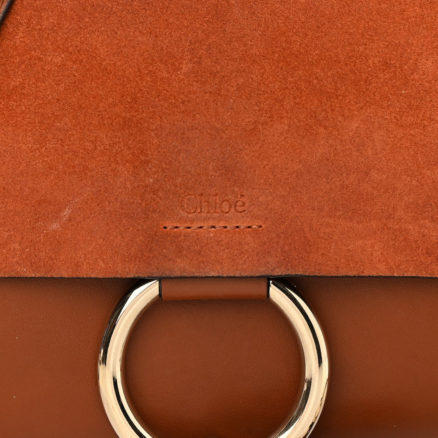 Chloe Suede Calfskin Small Faye Shoulder Bag Tobacco 8 of 13