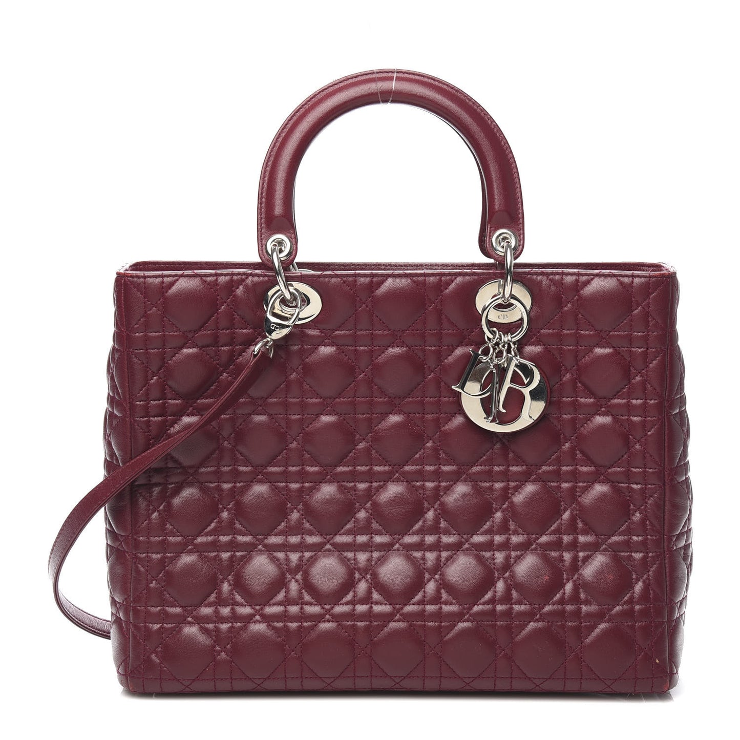Lambskin Cannage Large Lady Dior Burgundy
