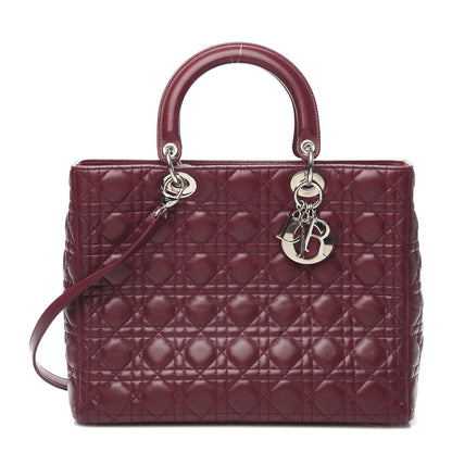 Christian Dior Lambskin Cannage Large Lady Dior Burgundy 1 of 13