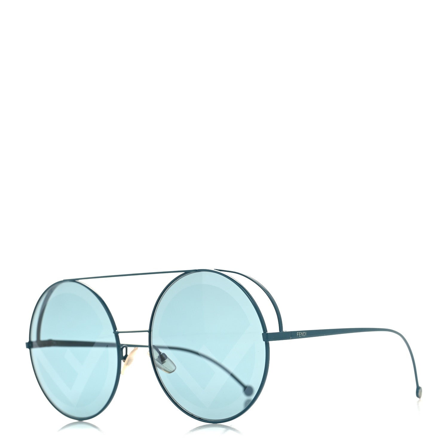 Fendi Metal F is Fendi Printed Run Away Round Frame Sunglasses FF 0285/S Blue 1 of 7