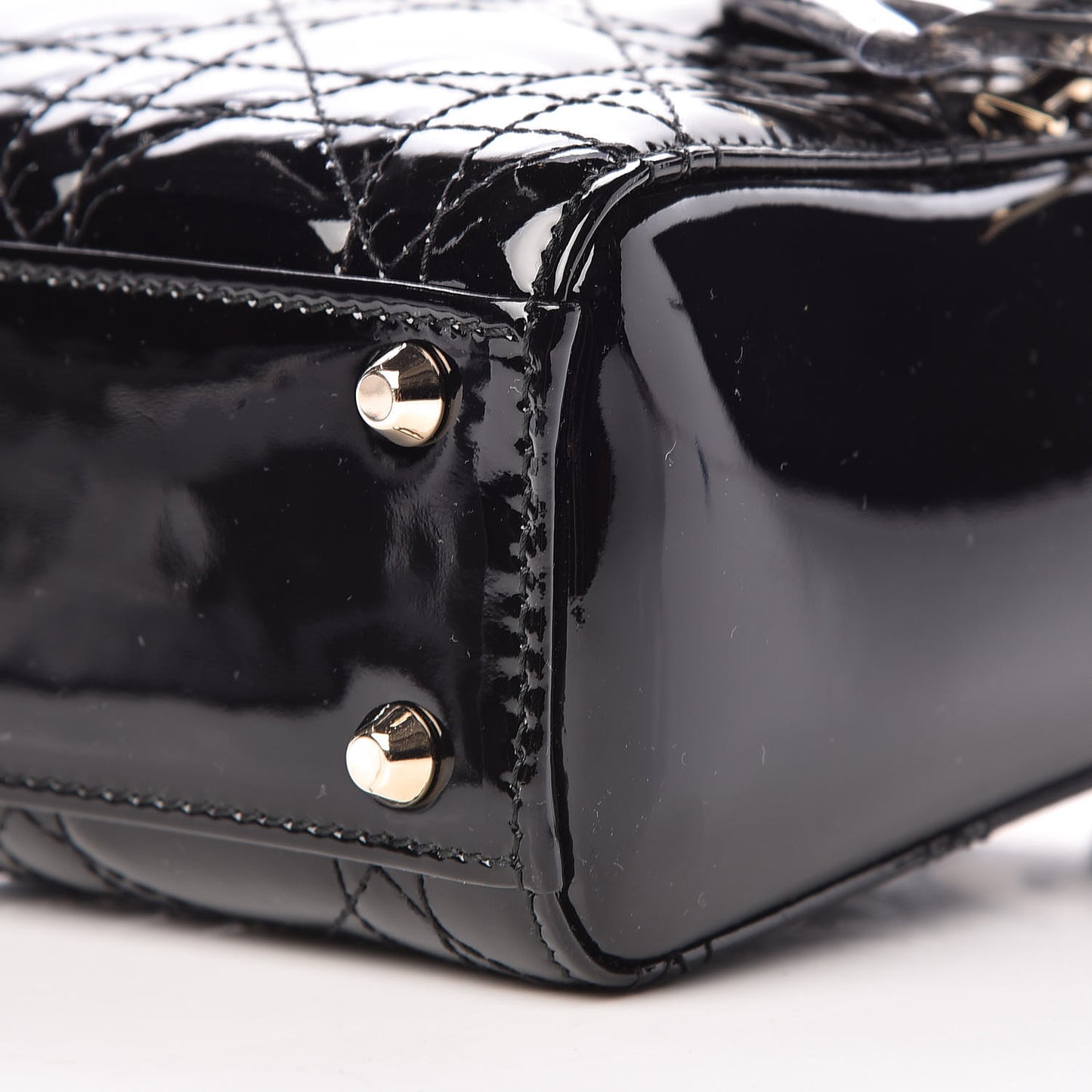 Patent Cannage Mini Lady Dior Black
