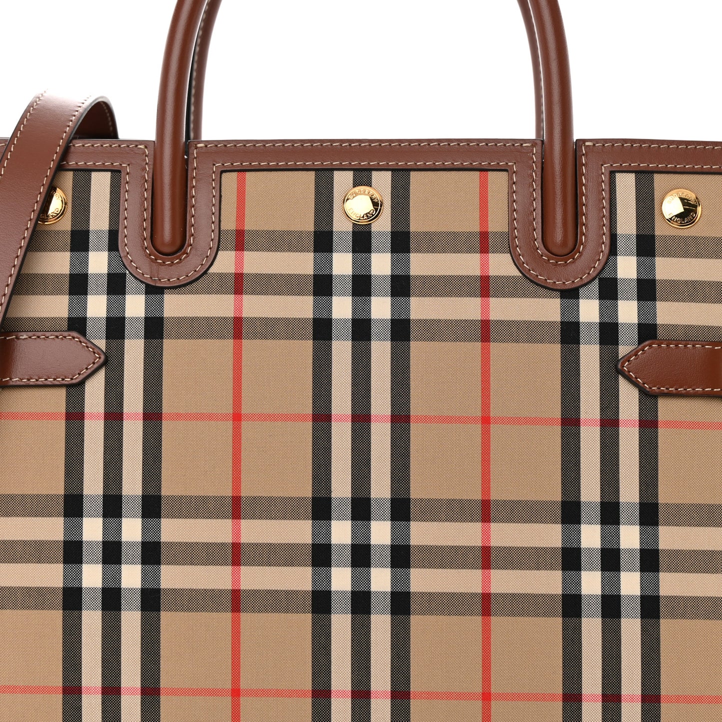 Calfskin Vintage Check Two Handle Title Bag Archive Beige