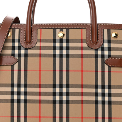 Burberry Calfskin Vintage Check Two Handle Title Bag Archive Beige 8 of 13