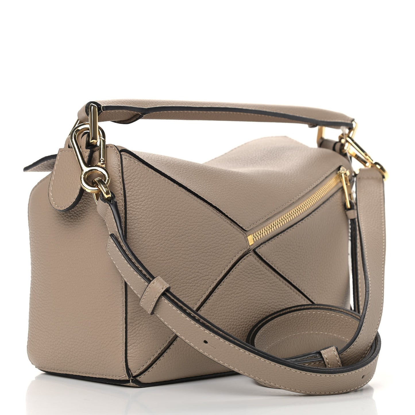 Grained Calfskin Small Puzzle Bag Sand