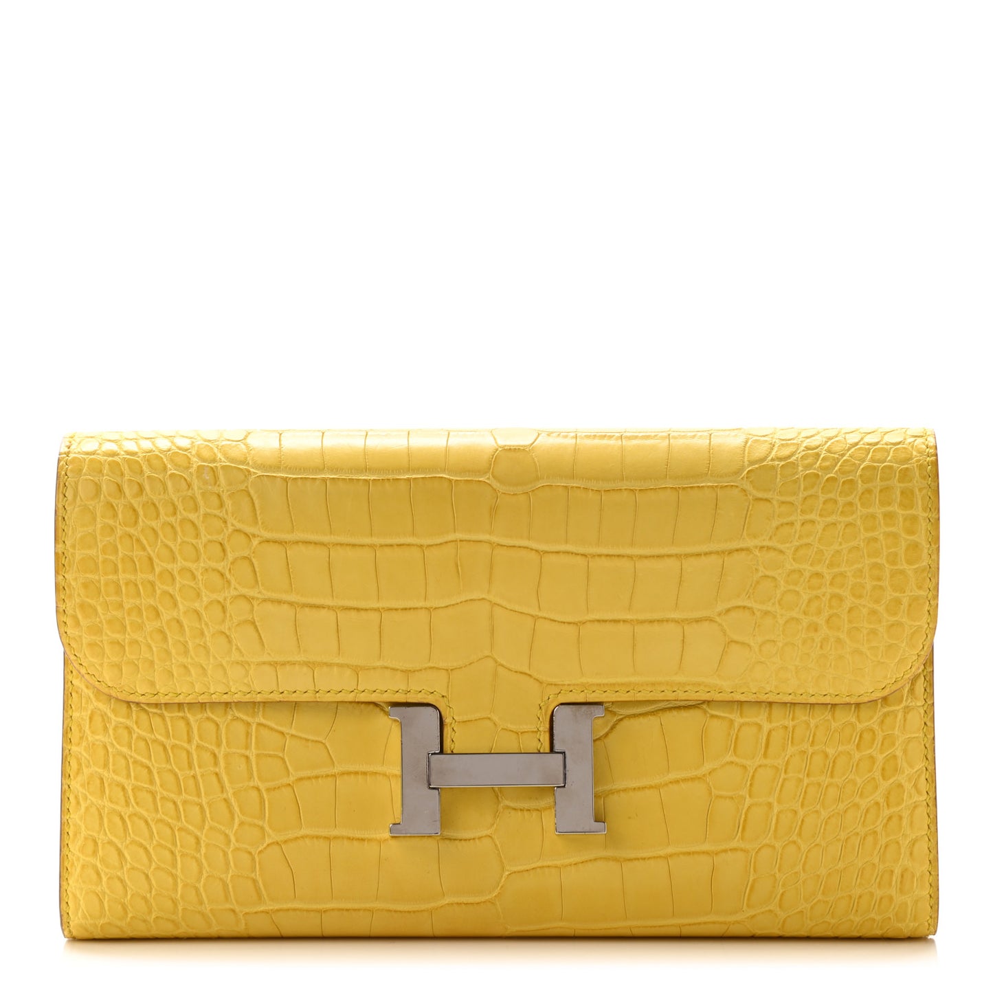 Matte Alligator Constance Long Wallet Jaune Ambre