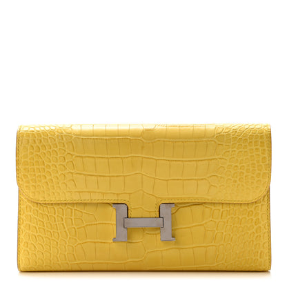 Hermes Matte Alligator Constance Long Wallet Jaune Ambre 1 of 10
