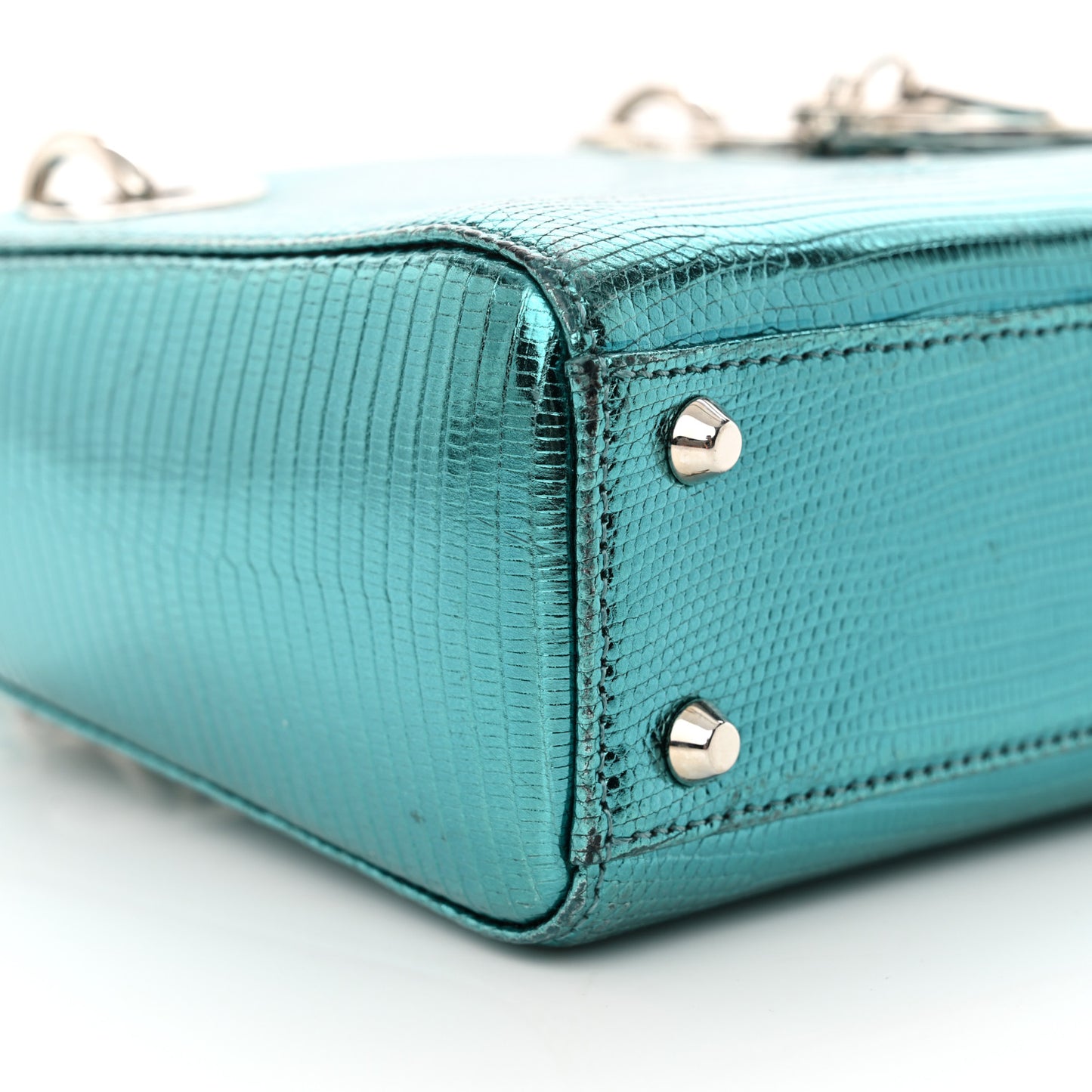 Metallic Lizard Mini Lady Dior Blue