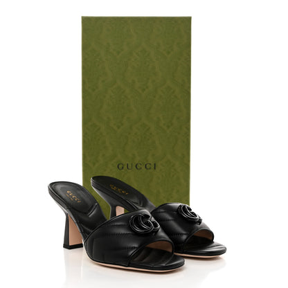 Gucci Nappa Matelasse Monochrome GG Marmont 75mm Slide Sandals 36.5 Black 9 of 9