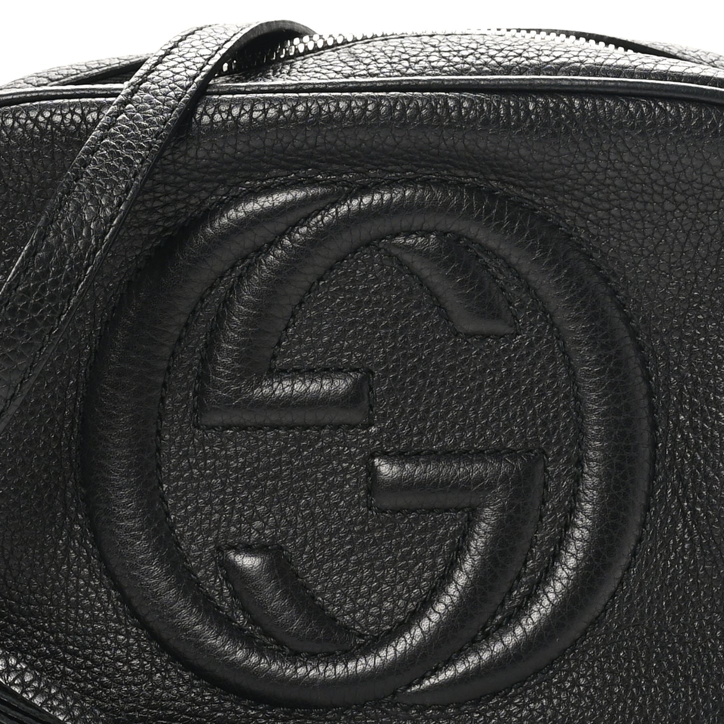 Pebbled Calfskin Small Soho Disco Bag Black