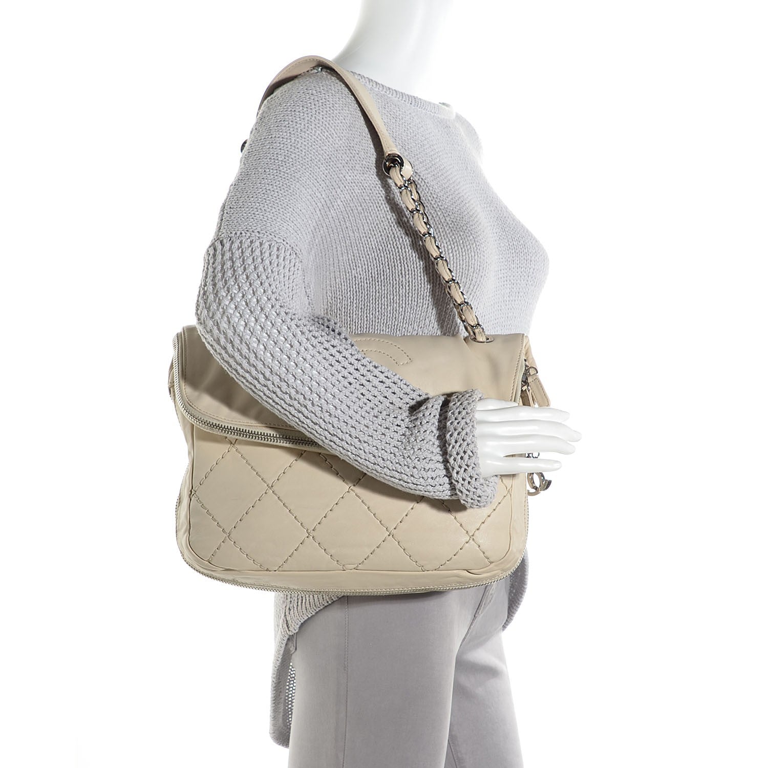 Chanel Calfskin Expandable Flap Beige Clair 2 of 7