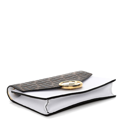 Fendi Vitello Cruise F is Fendi FF 1974 Embossed Medium Envelope Wallet On Chain Optical White Maya Black 4 of 16