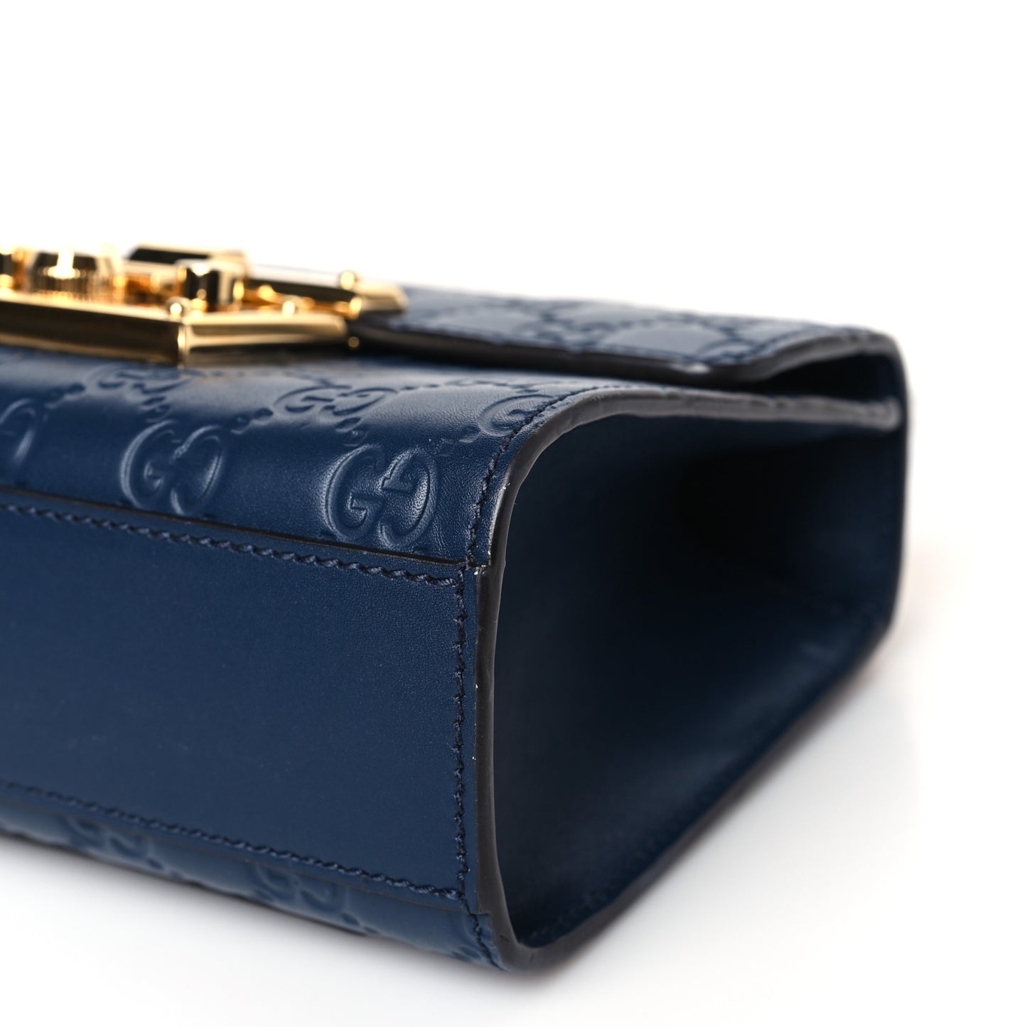 Guccissima Small Padlock Shoulder Bag Blue Agata