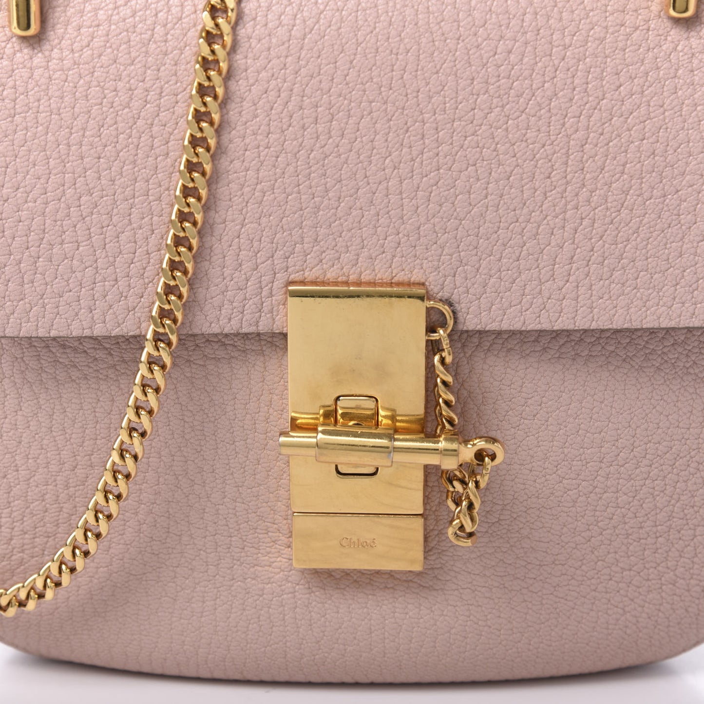 Grained Lambskin Mini Drew Shoulder Bag Cement Pink