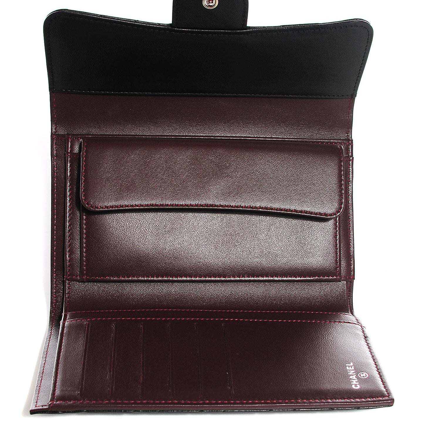 Lambskin Quilted Large Flap Wallet Black