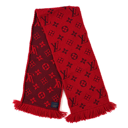 Louis Vuitton Wool Silk Logomania Scarf Rubis 2 of 3