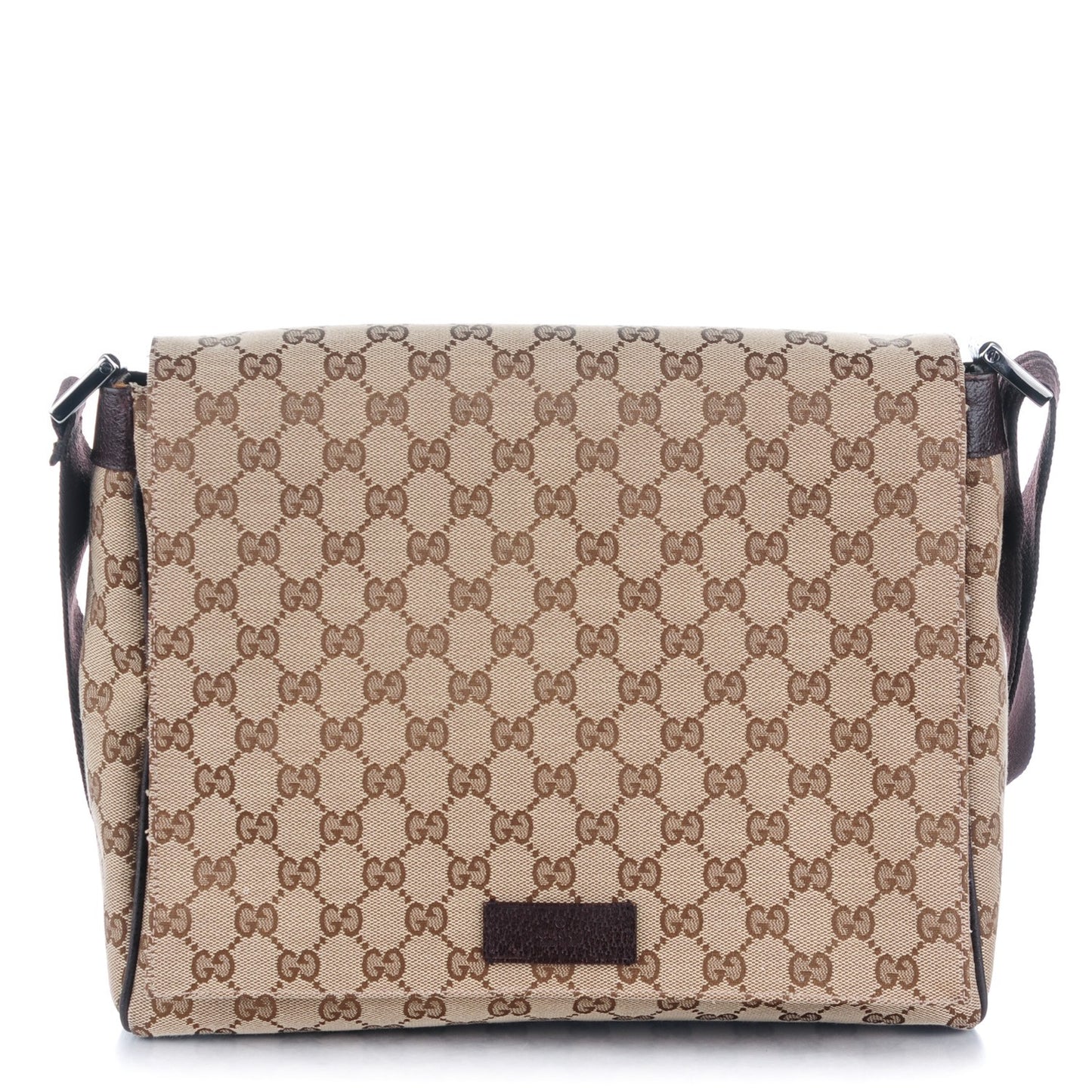 Monogram Small Flap Messenger Bag Beige Dark Brown