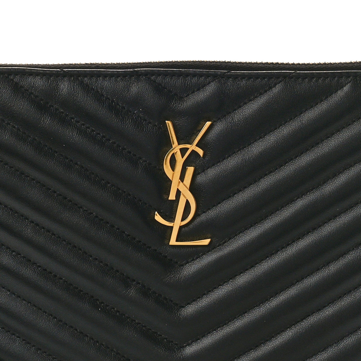 Calfskin Matelasse Chevron Monogram A5 Wristlet Black