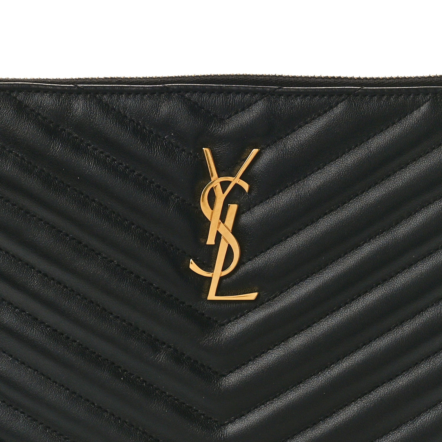 Saint Laurent Calfskin Matelasse Chevron Monogram A5 Wristlet Black 8 of 10