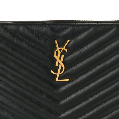 Saint Laurent Calfskin Matelasse Chevron Monogram A5 Wristlet Black 8 of 10