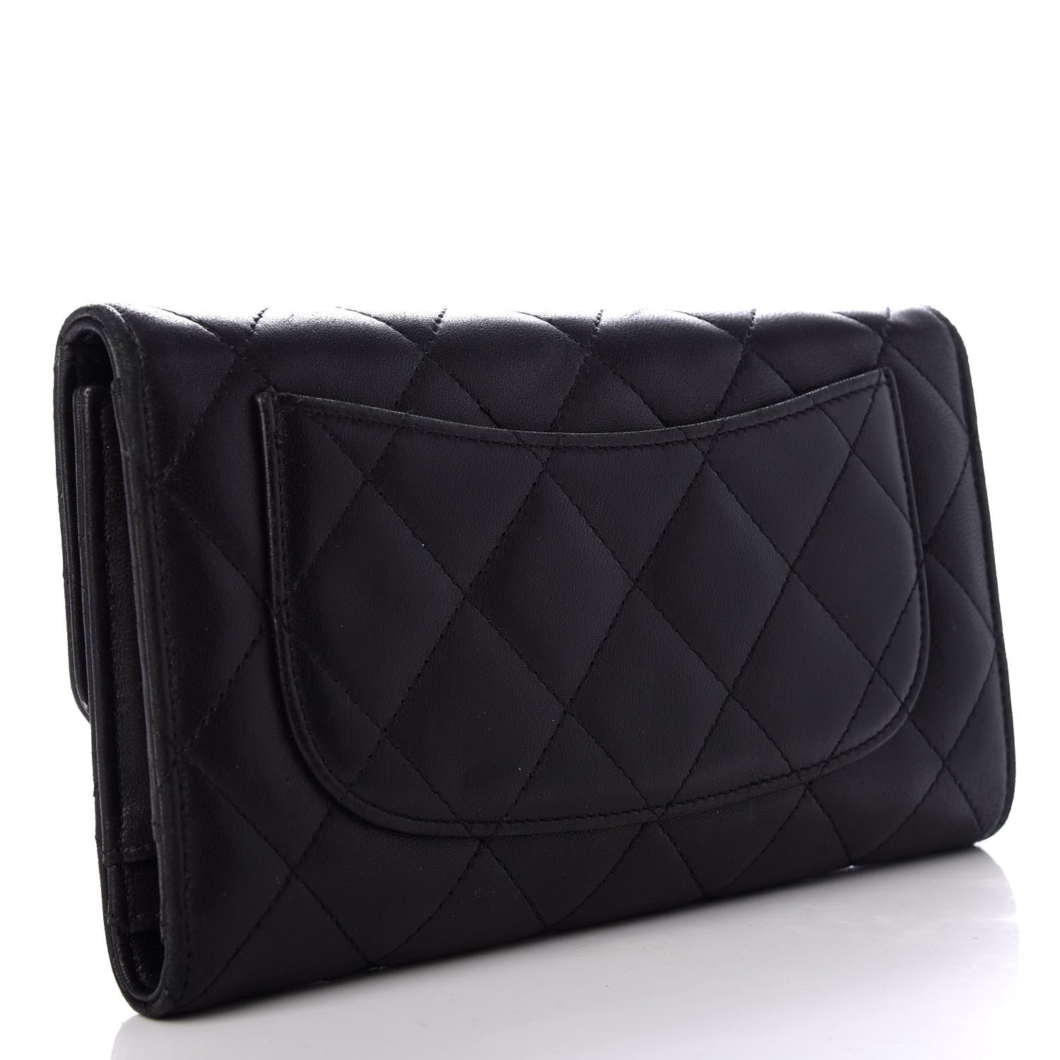 Chanel Lambskin Quilted Large Flap Wallet Black 3 of 8