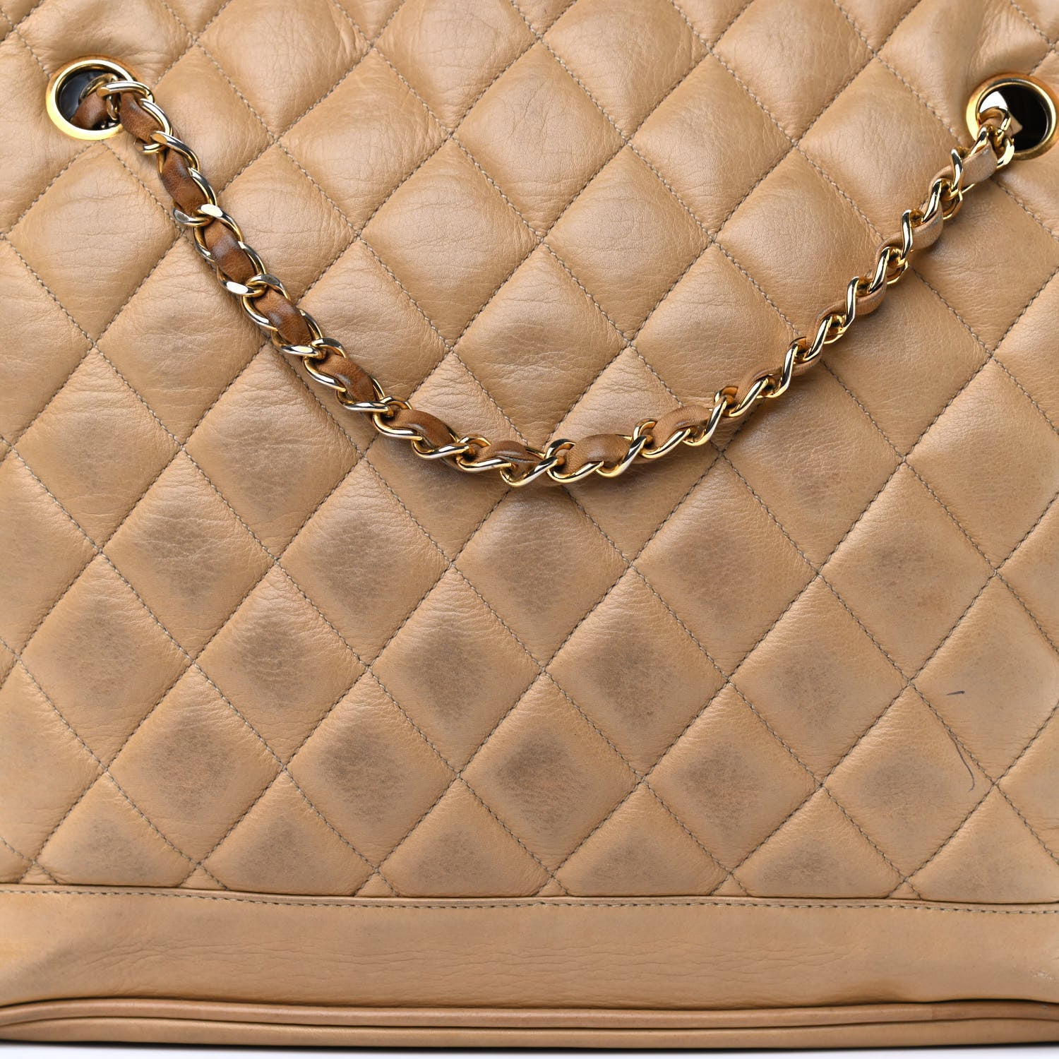 Chanel Lambskin Quilted Shopper Tote Beige 12 of 18