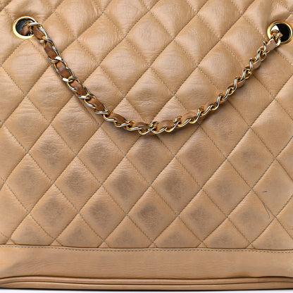 Chanel Lambskin Quilted Shopper Tote Beige 12 of 18