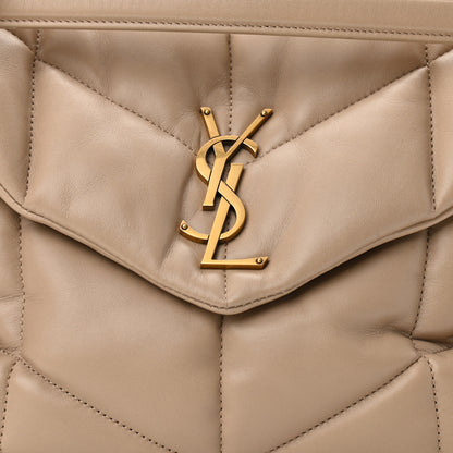 Saint Laurent Lambskin Quilted Medium Loulou Puffer Monogram Chain Satchel Dark Beige 9 of 11