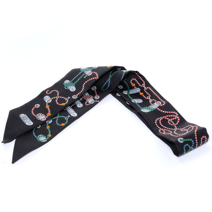 Hermes Silk Cordages Twilly Scarf Black 2 of 7