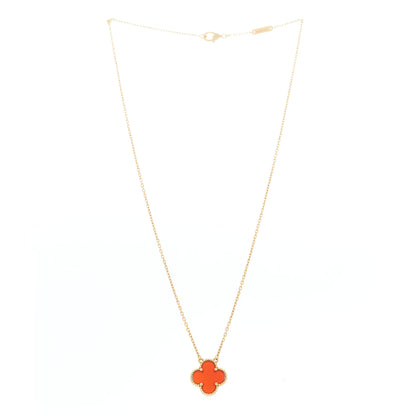 Van Cleef & Arpels VAN CLEEF &amp; ARPELS 18K Yellow Gold Carnelian Vintage Alhambra Pendant Necklace 3 of 6