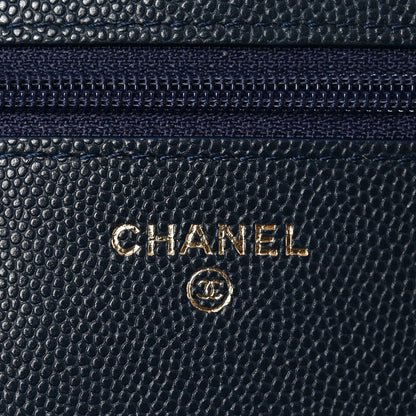Chanel Caviar Quilted Wallet on Chain WOC Navy Blue 6 of 12
