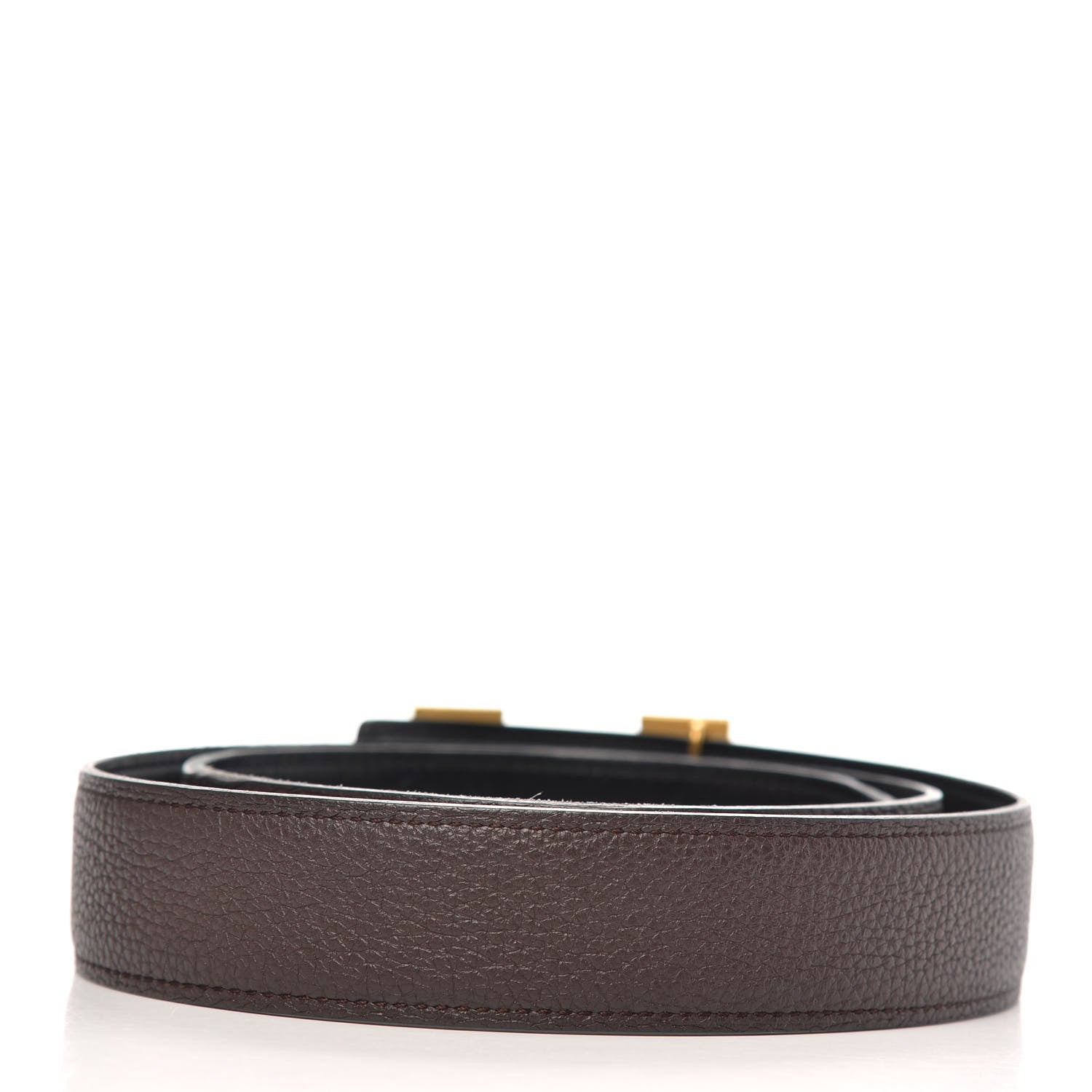 Hermes Togo Box 32mm Strie H Belt 85 Chocolate Black 2 of 6