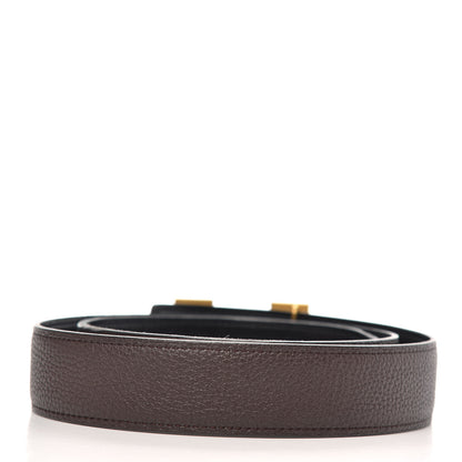 Hermes Togo Box 32mm Strie H Belt 85 Chocolate Black 2 of 6
