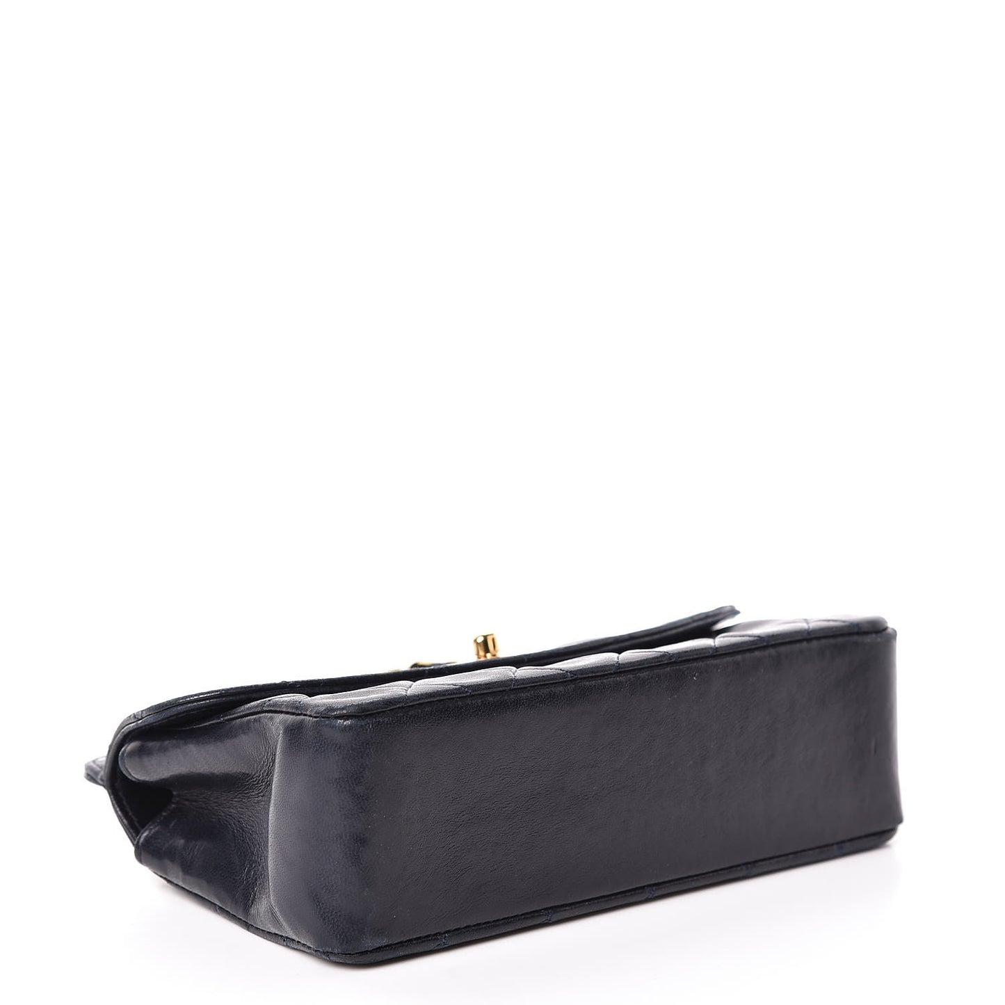 Lambskin Quilted Small Single Flap Navy