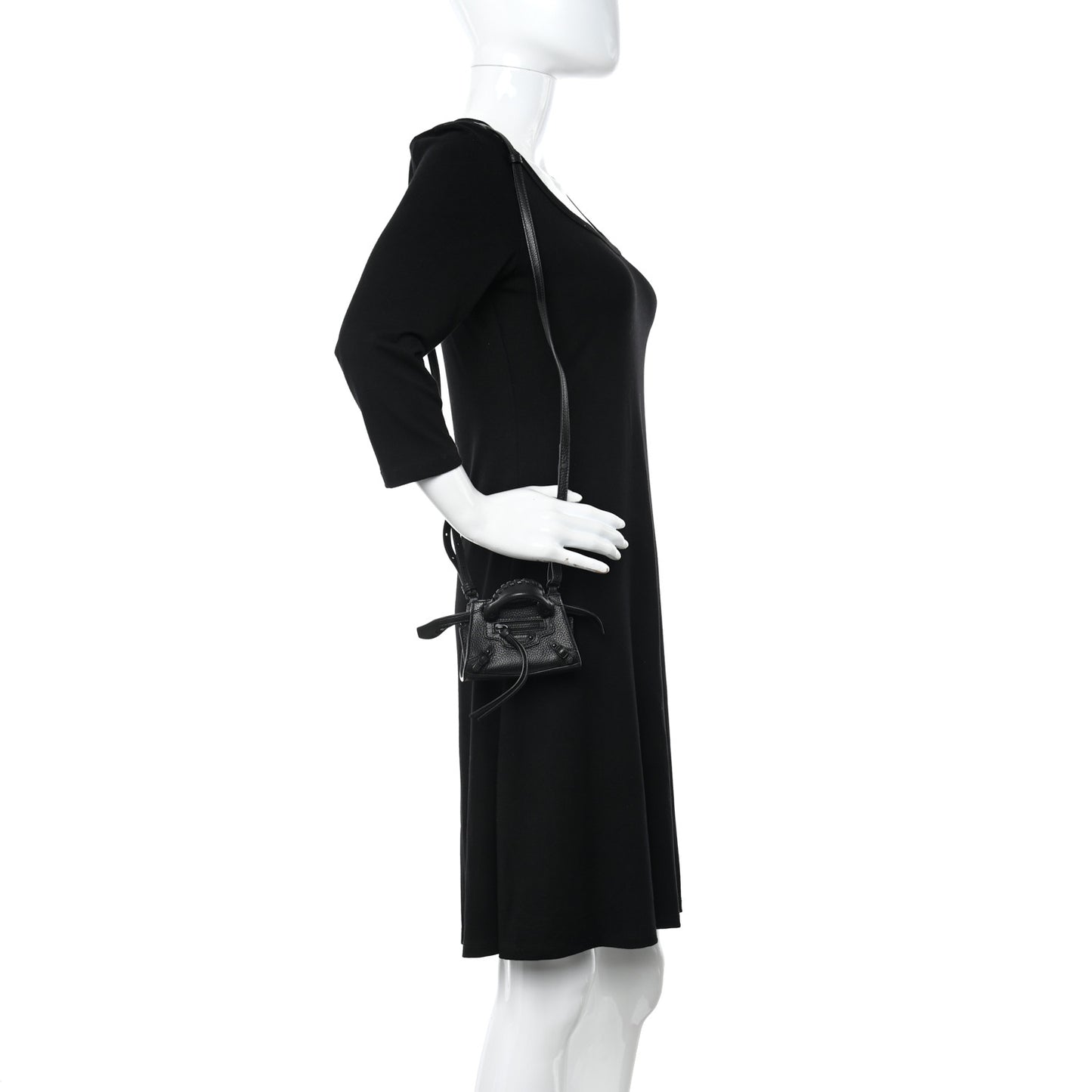 Grained Calfskin Neo Classic Black Hardware Super Nano City Crossbody Black