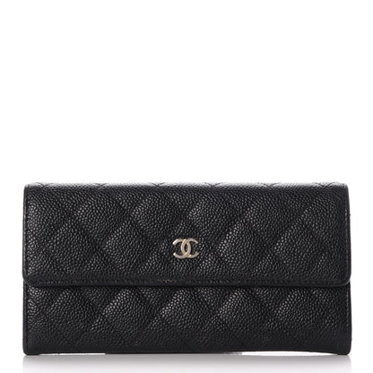 Chanel Caviar Quilted Large Gusset Flap Wallet Black 1 of 16