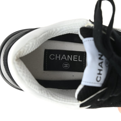 Chanel Mesh Suede Grained Calfskin Womens CC Sneakers 38 Black White 6 of 6