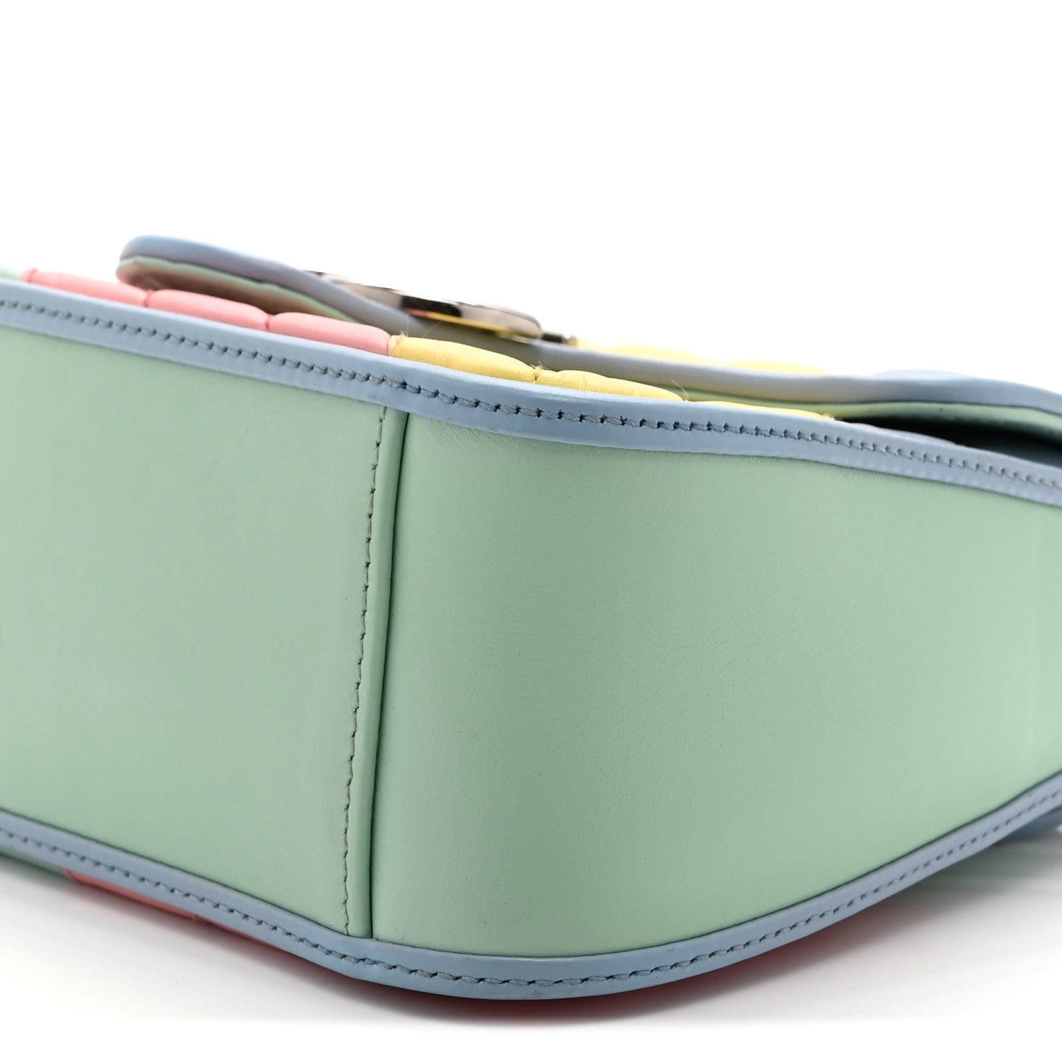 Gucci Calfskin Matelasse Diagonal Mini GG Marmont Top Handle Shoulder Bag Multicolor Pastel 11 of 11
