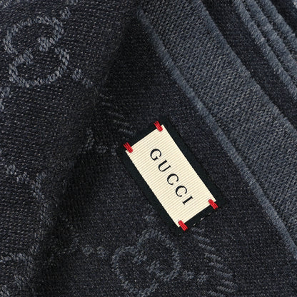 Gucci Wool Jacquard GG Monogram Sten Fringe Scarf Anthracite Black 3 of 3