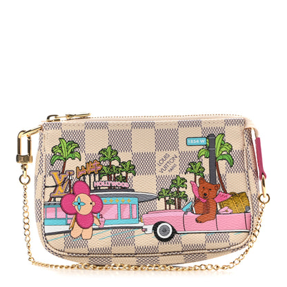 Louis Vuitton Damier Azur 2021 Christmas Animation Hollywood Mini Pochette Accessories Fuchsia 1 of 8