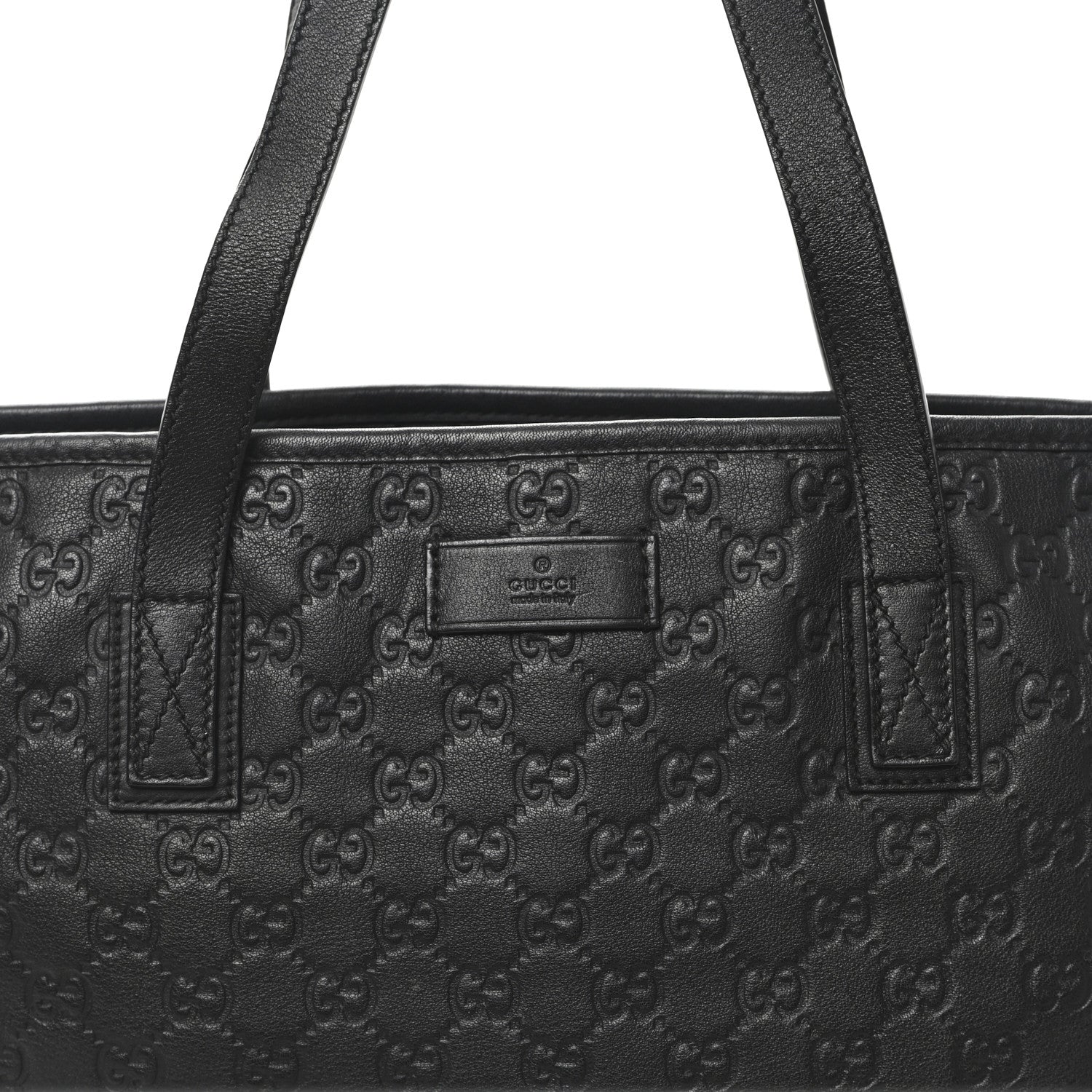 Gucci Guccissima Medium Zippered Shopping Tote Black 8 of 10