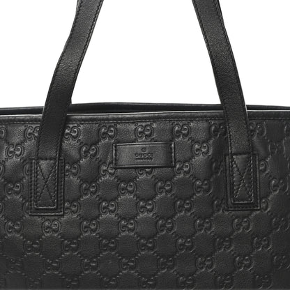 Gucci Guccissima Medium Zippered Shopping Tote Black 8 of 10