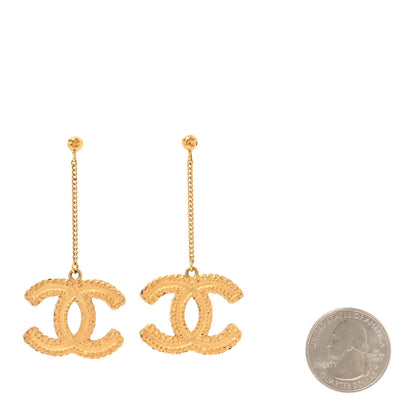 Chanel CC Drop Earrings Matte Gold 2 of 5